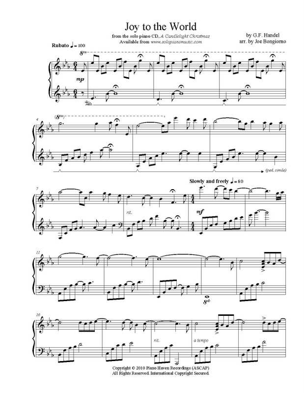 Joy to the World - sheet music PDF - Joe Bongiorno - Shigeru Kawai solo piano artist - composer