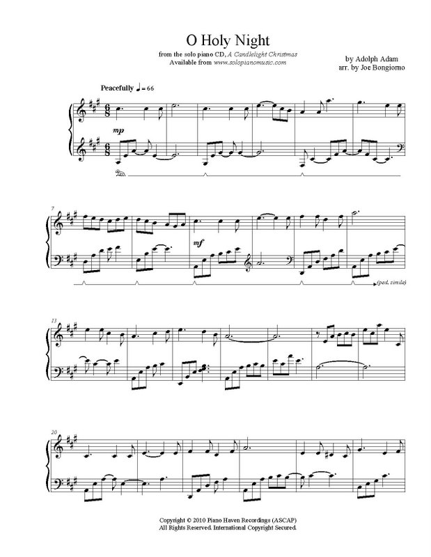 O Holy Night - sheet music PDF - Joe Bongiorno - Shigeru Kawai solo piano artist - composer