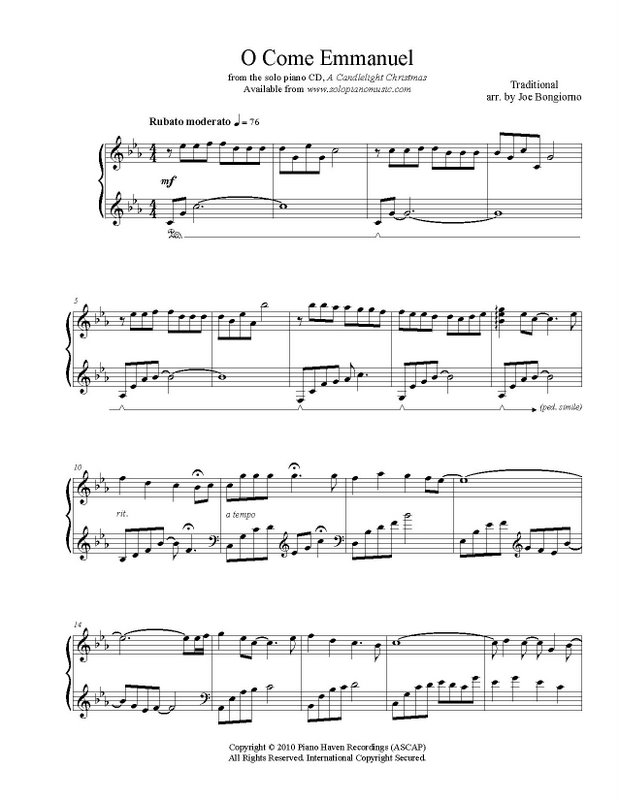 O Come Emmanuel - sheet music PDF - Joe Bongiorno - Shigeru Kawai solo