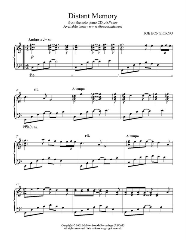 Distant - sheet music PDF Joe Bongiorno - Shigeru Kawai solo piano artist -